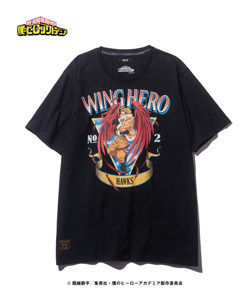glamb(グラム)の「Hawks T / ホークスT【僕のヒーローアカデミアコラボレーション】(Tシャツ/カットソー・メンズ・ブラック/ホワイト・XS/M/S/XL/L)」の4枚目の写真