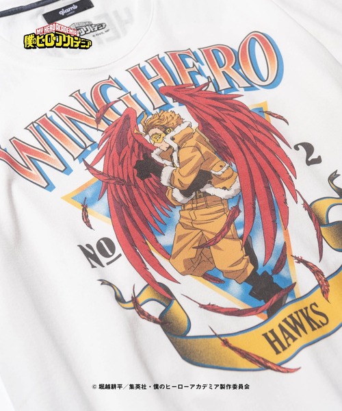 glamb(グラム)の「Hawks T / ホークスT【僕のヒーローアカデミアコラボレーション】(Tシャツ/カットソー・メンズ・ブラック/ホワイト・XS/M/S/XL/L)」の6枚目の写真