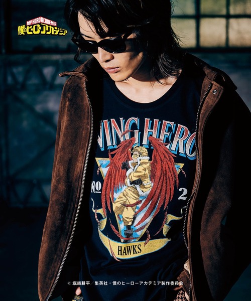 glamb(グラム)の「Hawks T / ホークスT【僕のヒーローアカデミアコラボレーション】(Tシャツ/カットソー・メンズ・ブラック/ホワイト・XS/M/S/XL/L)」の9枚目の写真