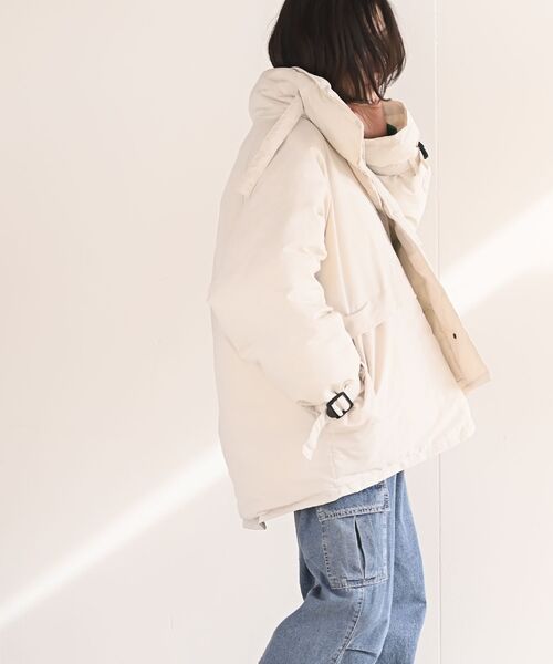 rps（アールピーエス）の「スタンドベルト中綿ジャケット（ダウンジャケット/コート・レディース・ブラック/アイボリー/ライトカーキ・M）」の10枚目の写真