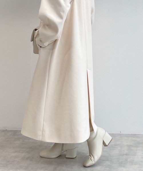 w closet(ダブルクローゼット)の「フェイクウールシングルコート(ステンカラーコート・レディース・ブラック/モカ/キナリ/グレー・FREE)」の8枚目の写真