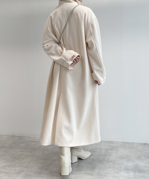 w closet(ダブルクローゼット)の「フェイクウールシングルコート(ステンカラーコート・レディース・ブラック/モカ/キナリ/グレー・FREE)」の9枚目の写真