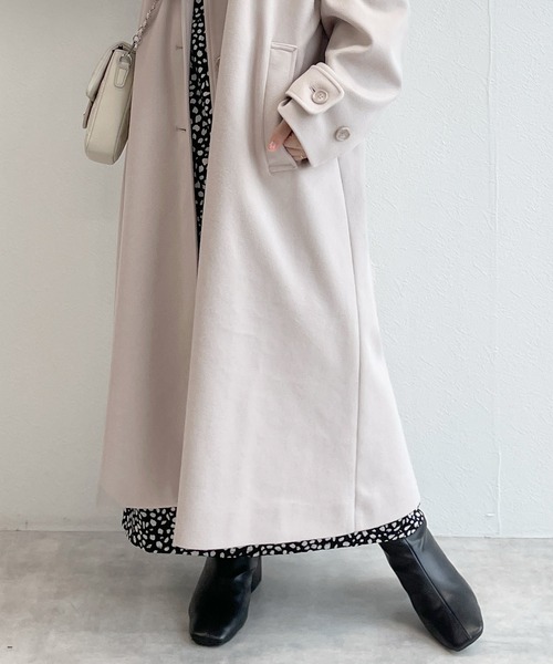 w closet(ダブルクローゼット)の「フェイクウールシングルコート(ステンカラーコート・レディース・ブラック/モカ/キナリ/グレー・FREE)」の17枚目の写真