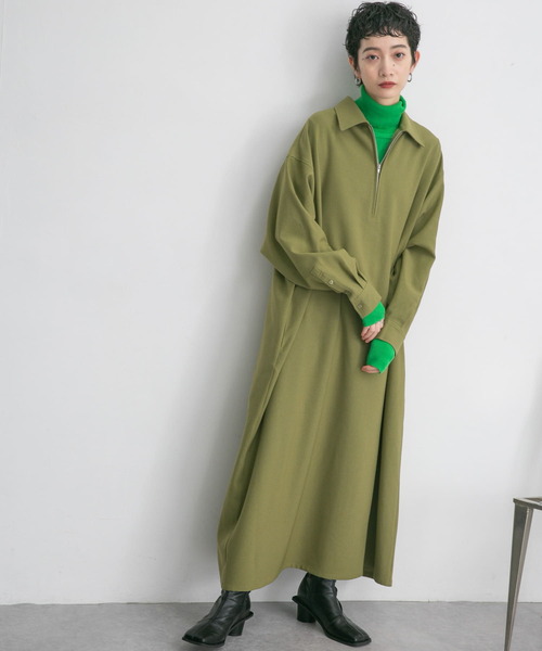 KBF（ケイビーエフ）の「ZIPオーバーワンピース（ワンピース・レディース・ブラック/グレー系その他/オリーブ・ONE）」の22枚目の写真