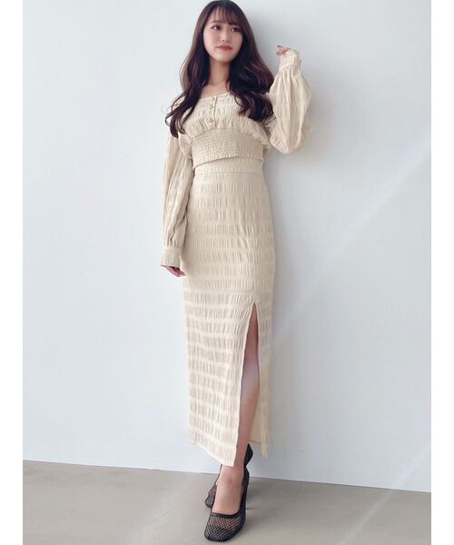 RESEXXY（リゼクシー）の「ギンガムチェッククロップドブラウス【セットアップ着用可能】（シャツ/ブラウス・レディース・ホワイト/ブラック/ベージュ・FREE）」の9枚目の写真