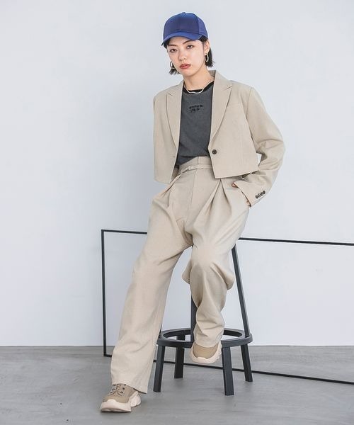 JEANASIS(ジーナシス)の「ベルトツキタックワイドパンツ【SET UP対応】/185446(その他パンツ・レディース・グレー/チャコールグレー/ベージュ・FREE)」の17枚目の写真