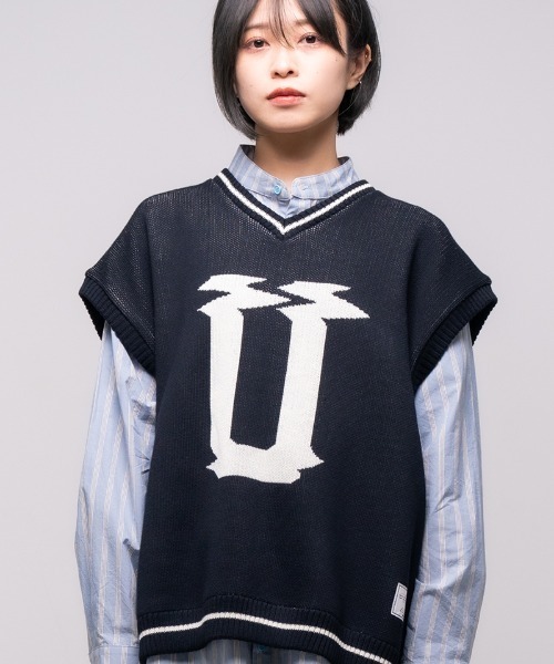 mcg3202-u logo knit vest ニットベスト