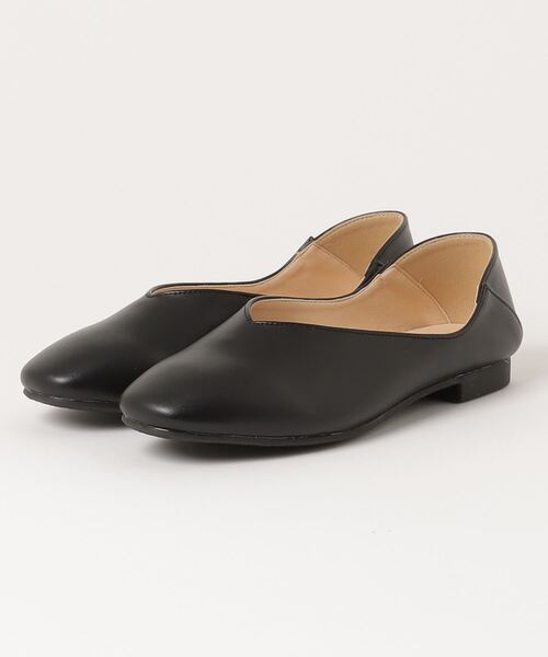 LibertyDoll(リバティードール)の「LibertyDoll/スクエアトゥVカットフラットバブーシュ(1121)(パンプス・レディース・ホワイト/シルバー/ブラック系その他/ブラック/キャメル・S/L/LL/SS/M/3L)」の8枚目の写真