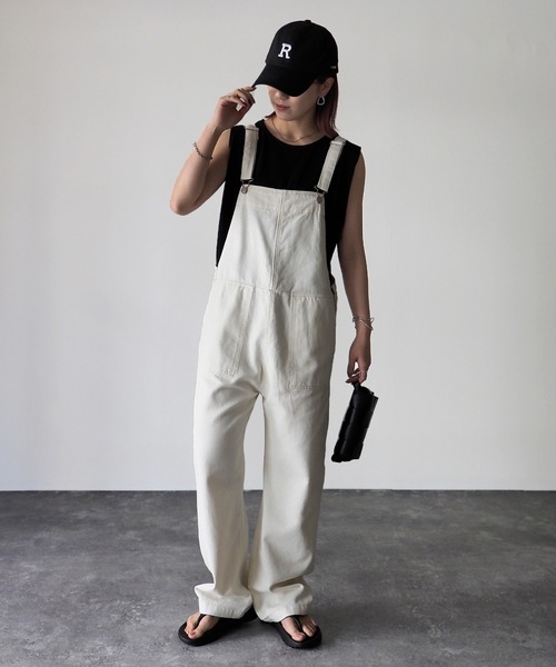 Riberry（リベリー）の「ツイルサロペット（サロペット/オーバーオール・レディース・ブラック/ベージュ/オフホワイト・MEDIUM）」の2枚目の写真