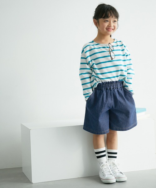 ROPE' PICNIC（ロペピクニック）の「【KIDS】ウエストフリルデニムキュロットパンツ（その他パンツ・キッズ・ネイビー/サックスブルー・110/120/130/140/150）」の9枚目の写真
