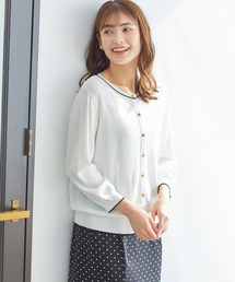 Honeys（ハニーズ）の「７分袖配色クルーカーディガン（カーディガン/ボレロ）」