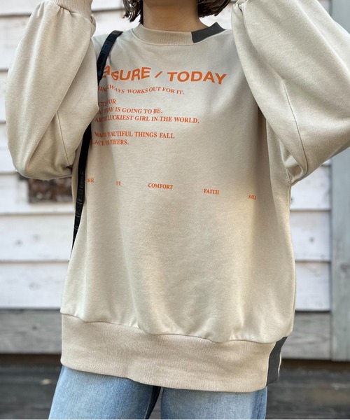 mi via loca（ミヴィアロカ）の「リブ部分配色ロゴスウェット（スウェット・レディース・オフホワイト/ピンク/ライトベージュ・FREE）」の21枚目の写真