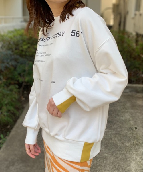 mi via loca（ミヴィアロカ）の「リブ部分配色ロゴスウェット（スウェット・レディース・オフホワイト/ピンク/ライトベージュ・FREE）」の20枚目の写真