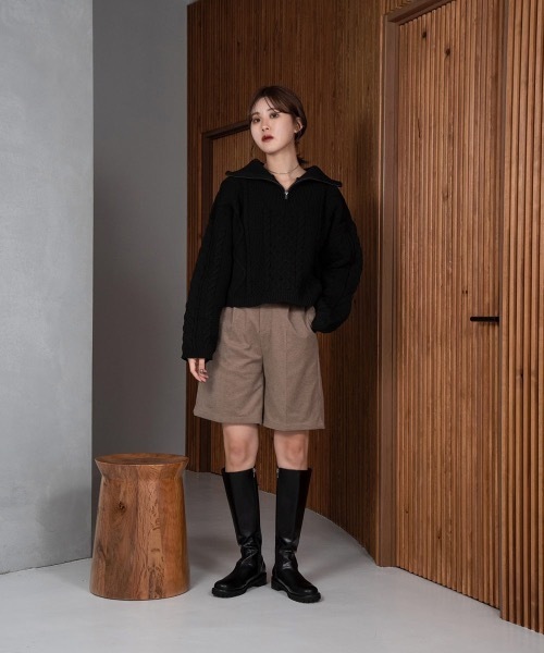 Amiur(エミレ)の「compact tuck half pants(その他パンツ・レディース・ブラウン/ベージュ/アイボリー/ブラック・FREE)」の10枚目の写真