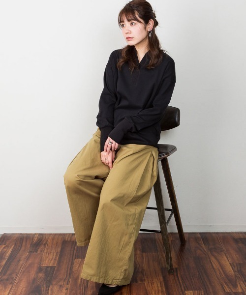 atONE(アットワン)の「atONE ウエストゴムツイルバギーパンツ(その他パンツ・レディース・ブラック/カーキ/ベージュ・L/LL/3L/4L/M)」の15枚目の写真