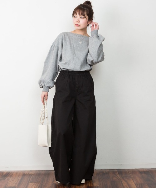 atONE(アットワン)の「atONE ウエストゴムツイルバギーパンツ(その他パンツ・レディース・ブラック/カーキ/ベージュ・L/LL/3L/4L/M)」の9枚目の写真