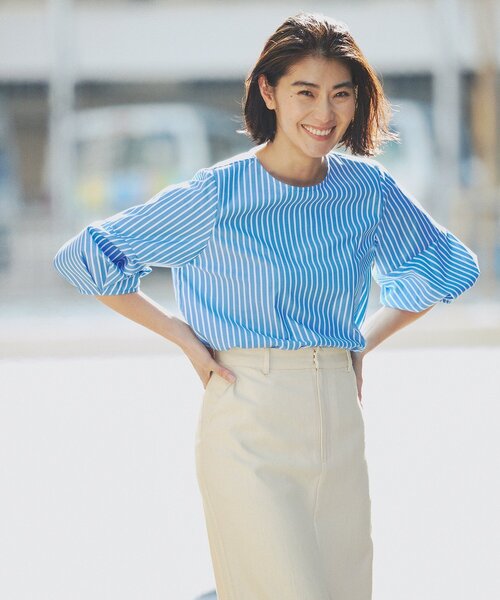 ランタンスリーブブラウス【UV/イージーケア/洗濯機洗い可】