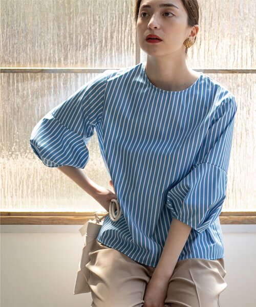 OPAQUE.CLIP(オペークドットクリップ)の「◆ランタンスリーブブラウス【UV/イージーケア/洗濯機洗い可】(シャツ/ブラウス・レディース・レンガ/ベージュ系7/ホワイト系5/ブルー系2/オフホワイト/ブラック・36/38/40/42)」の11枚目の写真