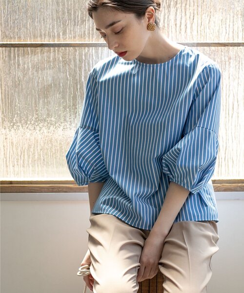 OPAQUE.CLIP(オペークドットクリップ)の「◆ランタンスリーブブラウス【UV/イージーケア/洗濯機洗い可】(シャツ/ブラウス・レディース・レンガ/ベージュ系7/ホワイト系5/ブルー系2/オフホワイト/ブラック・36/38/40/42)」の13枚目の写真