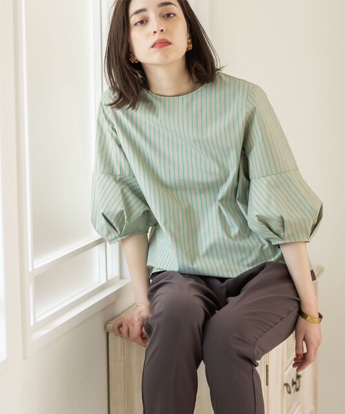 OPAQUE.CLIP(オペークドットクリップ)の「◆ランタンスリーブブラウス【UV/イージーケア/洗濯機洗い可】(シャツ/ブラウス・レディース・レンガ/ベージュ系7/ホワイト系5/ブルー系2/オフホワイト/ブラック・36/38/40/42)」の18枚目の写真