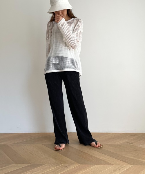 El mar（エルマール）の「El mar(エルマール) 楊柳フレアパンツ（その他パンツ・レディース・ブラック/アイボリー・ONE SIZE）」の9枚目の写真