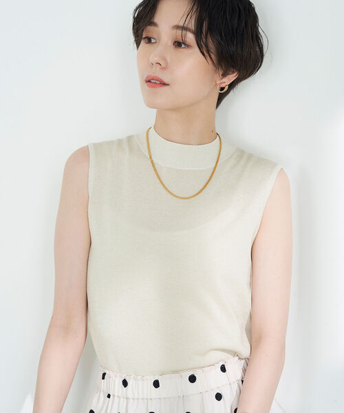 NOLLEY’S Sophi（ノーリーズソフィ）の「《手洗い可能》綿アセラメノースリーブハイネックプルオーバーニット（ニット/セーター・レディース・ブラック/サックスブルー/シルバー/ゴールド・38/36）」の11枚目の写真