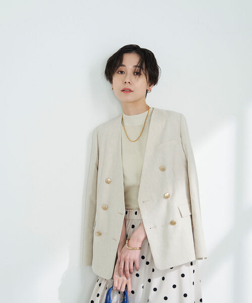 NOLLEY’S Sophi（ノーリーズソフィ）の「《手洗い可能》綿アセラメノースリーブハイネックプルオーバーニット（ニット/セーター・レディース・ブラック/サックスブルー/シルバー/ゴールド・38/36）」の13枚目の写真