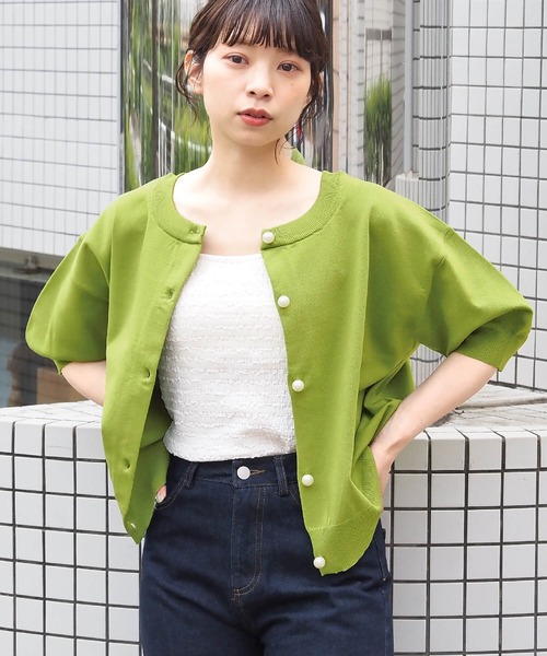 36サイズ♡定番大人気♡ パールボタン半袖ニットカーディガン 36サイズ♡定番大人気♡ パールボタン半袖ニットカーディガン 36サイズ