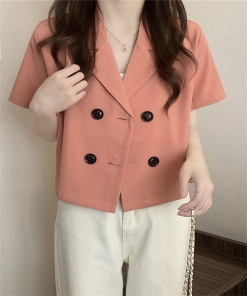 FREE STYLISTS(フリー スタイリスト)の「ショートコート(テーラードジャケット・レディース・グリーン系/ピンク/ブルー/ブラック/ホワイト/オレンジ/アイボリー・FREE)」の7枚目の写真