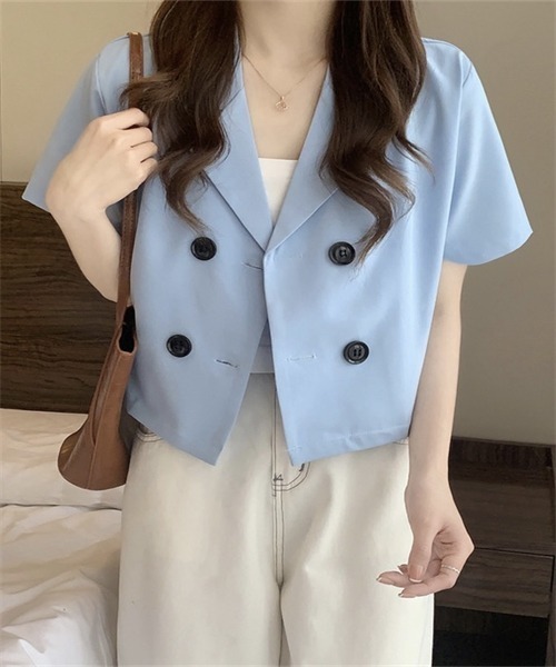 FREE STYLISTS(フリー スタイリスト)の「ショートコート(テーラードジャケット・レディース・グリーン系/ピンク/ブルー/ブラック/ホワイト/オレンジ/アイボリー・FREE)」の5枚目の写真