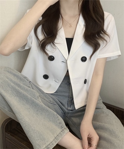 FREE STYLISTS(フリー スタイリスト)の「ショートコート(テーラードジャケット・レディース・グリーン系/ピンク/ブルー/ブラック/ホワイト/オレンジ/アイボリー・FREE)」の22枚目の写真