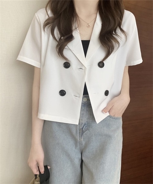 FREE STYLISTS(フリー スタイリスト)の「ショートコート(テーラードジャケット・レディース・グリーン系/ピンク/ブルー/ブラック/ホワイト/オレンジ/アイボリー・FREE)」の15枚目の写真