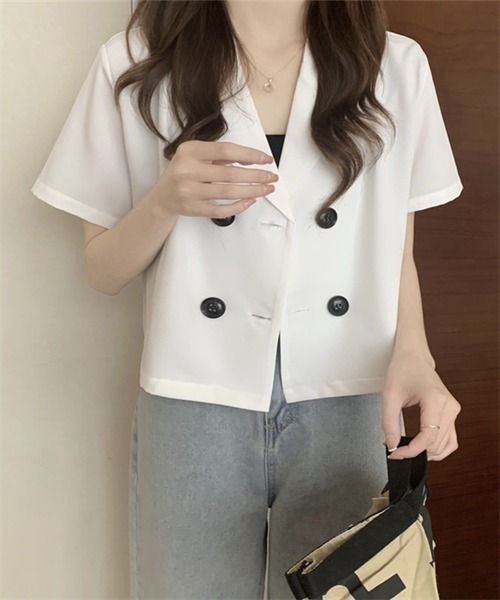 FREE STYLISTS(フリー スタイリスト)の「ショートコート(テーラードジャケット・レディース・グリーン系/ピンク/ブルー/ブラック/ホワイト/オレンジ/アイボリー・FREE)」の18枚目の写真