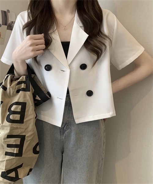FREE STYLISTS(フリー スタイリスト)の「ショートコート(テーラードジャケット・レディース・グリーン系/ピンク/ブルー/ブラック/ホワイト/オレンジ/アイボリー・FREE)」の20枚目の写真