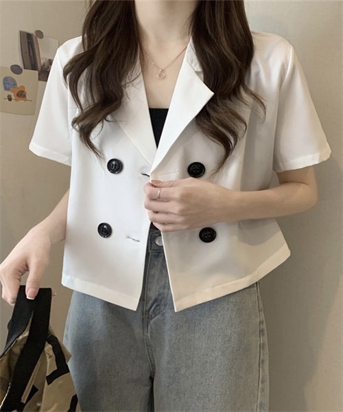FREE STYLISTS(フリー スタイリスト)の「ショートコート(テーラードジャケット・レディース・グリーン系/ピンク/ブルー/ブラック/ホワイト/オレンジ/アイボリー・FREE)」の19枚目の写真