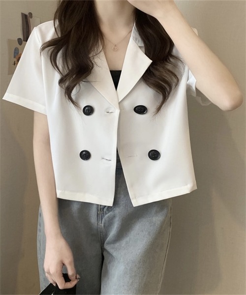 FREE STYLISTS(フリー スタイリスト)の「ショートコート(テーラードジャケット・レディース・グリーン系/ピンク/ブルー/ブラック/ホワイト/オレンジ/アイボリー・FREE)」の17枚目の写真