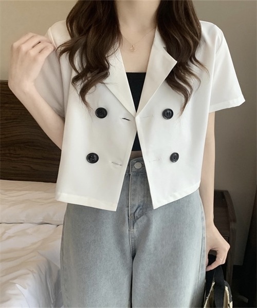 FREE STYLISTS(フリー スタイリスト)の「ショートコート(テーラードジャケット・レディース・グリーン系/ピンク/ブルー/ブラック/ホワイト/オレンジ/アイボリー・FREE)」の16枚目の写真