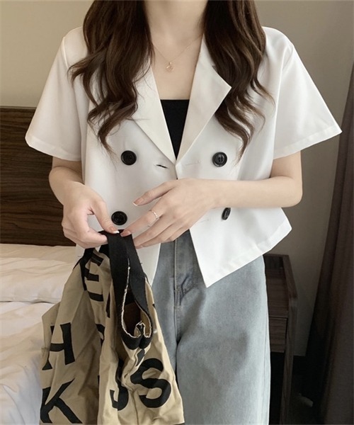 FREE STYLISTS(フリー スタイリスト)の「ショートコート(テーラードジャケット・レディース・グリーン系/ピンク/ブルー/ブラック/ホワイト/オレンジ/アイボリー・FREE)」の21枚目の写真