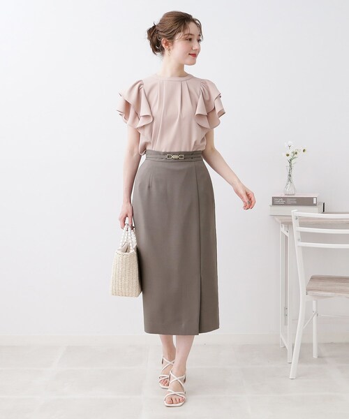 couture brooch（クチュールブローチ）の「◆ビットベルト付タイトスカート（スカート・レディース・ブラウン系その他/ネイビー・36/38/42/40）」の8枚目の写真