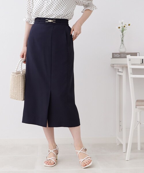 couture brooch（クチュールブローチ）の「◆ビットベルト付タイトスカート（スカート・レディース・ブラウン系その他/ネイビー・36/38/42/40）」の22枚目の写真