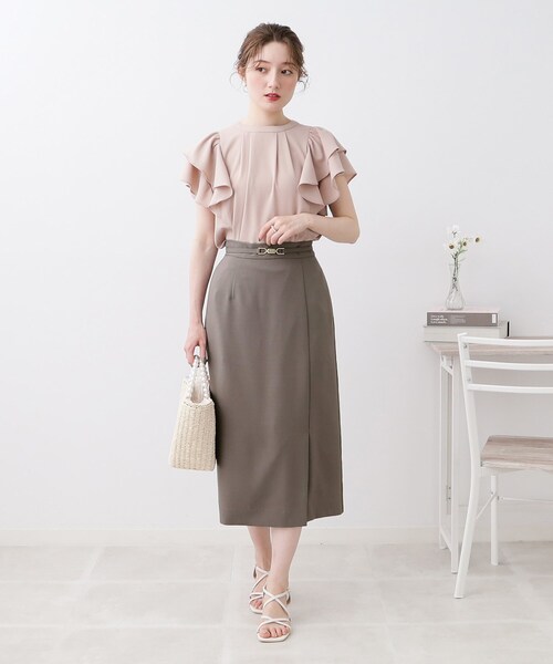 couture brooch（クチュールブローチ）の「◆ビットベルト付タイトスカート（スカート・レディース・ブラウン系その他/ネイビー・36/38/42/40）」の5枚目の写真