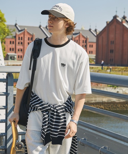 PENNEYS(ぺニーズ)の「PENNEYS/ペニーズ 別注 BE A TIGER ロゴ ワッペン刺繍ワンポイント ルーズ半袖Tシャツ(Tシャツ/カットソー・レディース・ピンク/ホワイト系/ネイビー/オリーブ/アイボリー系/ブラック/ホワイト・L/M)」の8枚目の写真