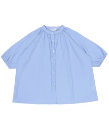 綿麻 バンドカラー ラグラン袖カジュアルシャツ