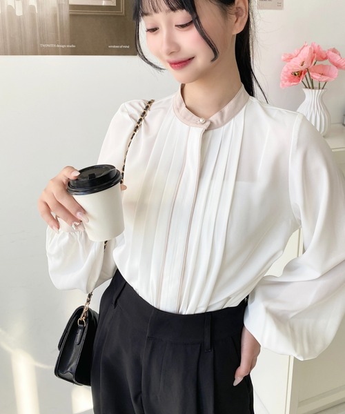 【美品】エンフォルド ブロードタックカラー プルオーバー ブラウス 定価3,6万 タックデザインコットンブラウス(04_LL 41_イエロー