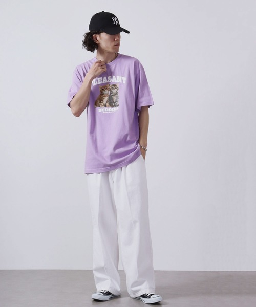 MODISH GAZE(モディシュガゼ)の「MODISH GAZE アニマルプリント半袖Tシャツ CATプリント(Tシャツ/カットソー・メンズ・オートミール/パープル/ホワイト/ネイビー/ブラック・XL/L/M)」の20枚目の写真