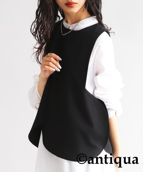 antiqua(アンティカ)の「ウェービーカットデザインベスト(ベスト・レディース・ブラック・FREE)」の3枚目の写真