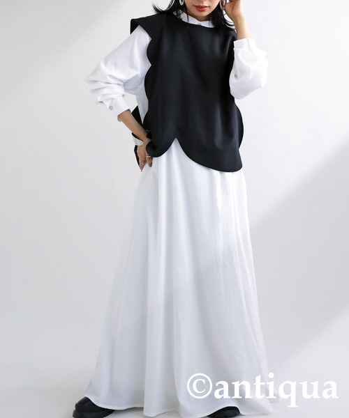 antiqua(アンティカ)の「ウェービーカットデザインベスト(ベスト・レディース・ブラック・FREE)」の2枚目の写真