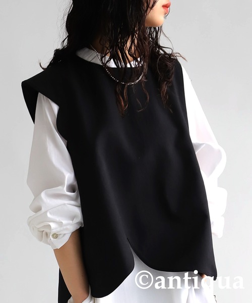 antiqua(アンティカ)の「ウェービーカットデザインベスト(ベスト・レディース・ブラック・FREE)」の5枚目の写真