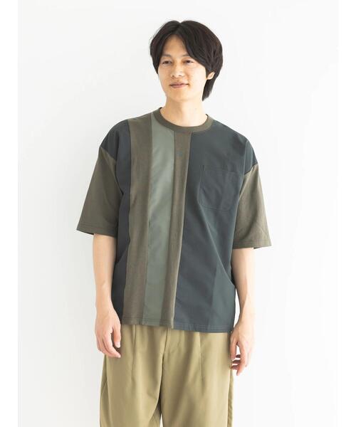CRAFT STANDARD BOUTIQUE(クラフトスタンダードブティック)の「布帛切り替えH/S TEE-B(Tシャツ/カットソー・メンズ・オフホワイト/ブラック/カーキ・M/L/XL)」の22枚目の写真