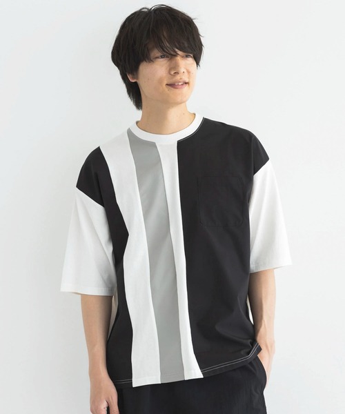 CRAFT STANDARD BOUTIQUE(クラフトスタンダードブティック)の「布帛切り替えH/S TEE-B(Tシャツ/カットソー・メンズ・オフホワイト/ブラック/カーキ・M/L/XL)」の1枚目の写真